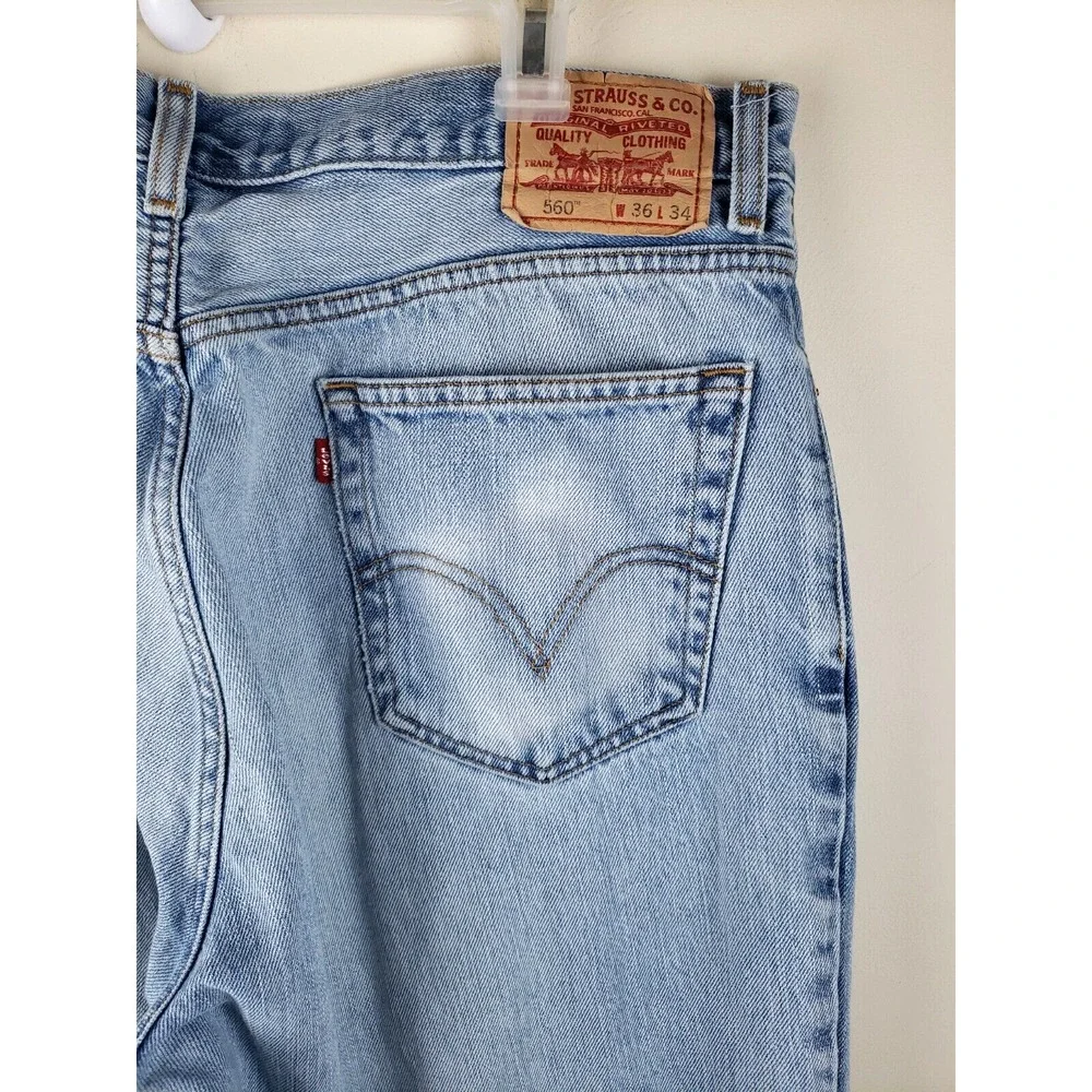 Levi's 560 Jeans Men's 36x34 Comfort Fit Tapered Baggy light wash dadcore